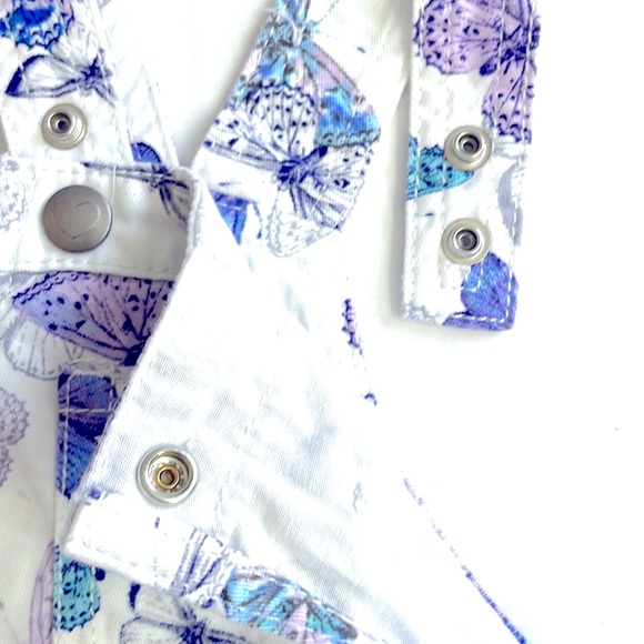 The Children’s Place Toddler Girl Butterfly Denim Short Overalls, Size 3T - Picture 3 of 5